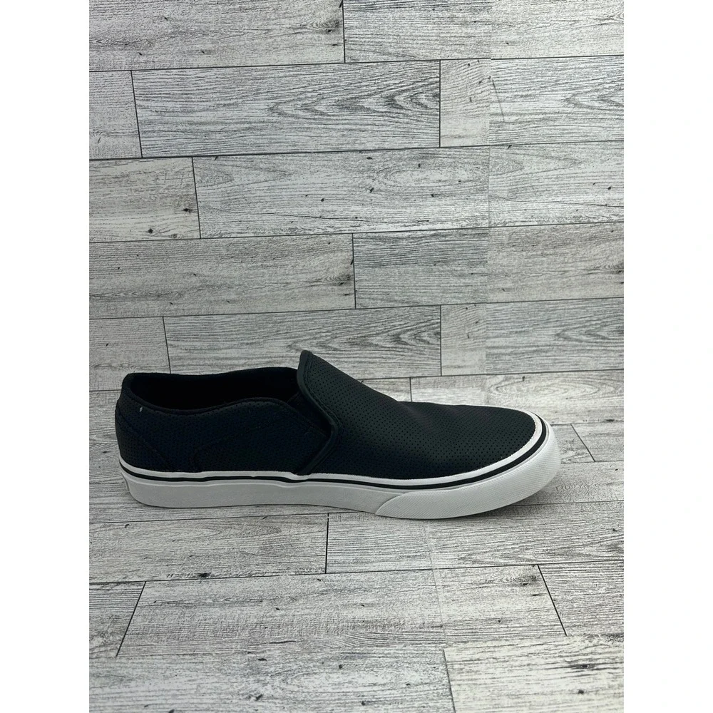 Vans‎ Slip On Perforated Leather Sneakers Black White Women US 8.5
